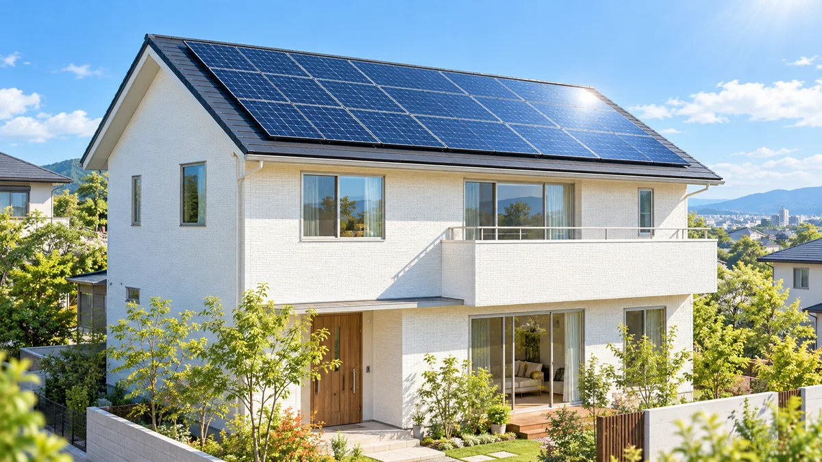 太陽光パネルを設置した日本の住宅のイメージ